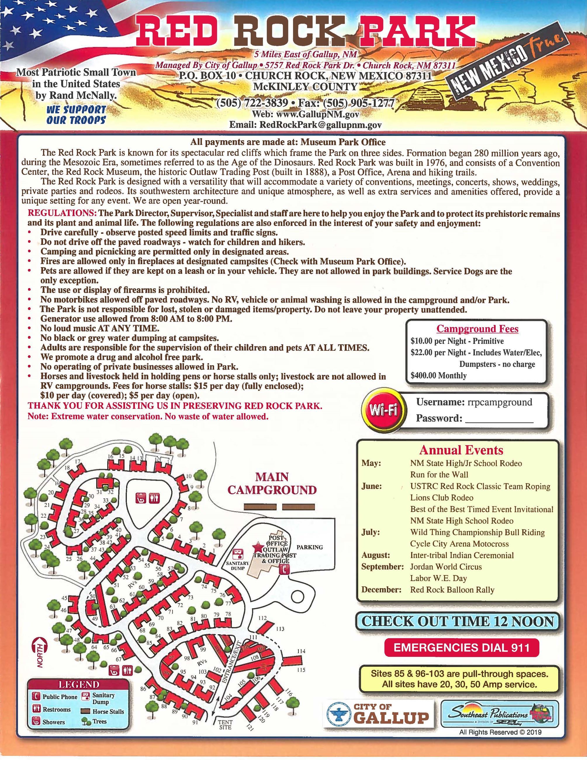 Red Rock Park Information & Campground Map